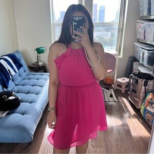 Sezane Hot Pink Halter Belted Mini Dress 34 / US 2​​​​​​​​​​